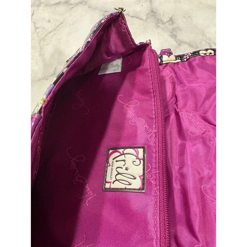 Vera Bradley Frill Concert Clutch/Crossbody/Wrist Bag PURPLE PLUM PETALS Pattern